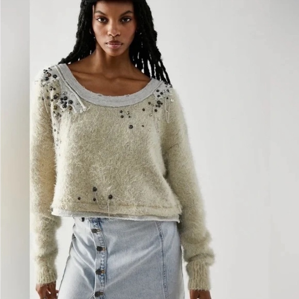 Free People Glam Embellished Pullover Sweater size XS NWT